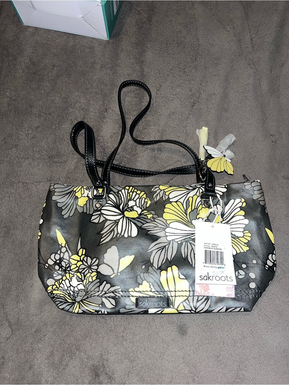 Sakroots Black & Yellow Floral Shoulder Bag